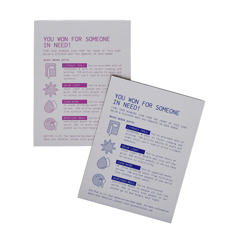 Variety Pack of 2 - LottoLove - Charitable Gift - Social Good Lottery Ticket